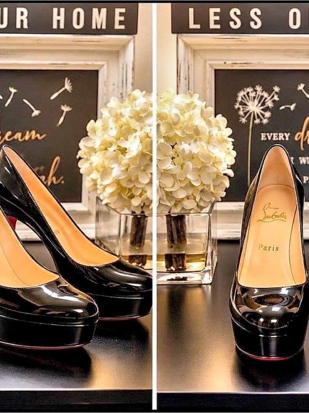 Christian Louboutin New Very Privé 120 Patent Calf Black Platform Heels Like New